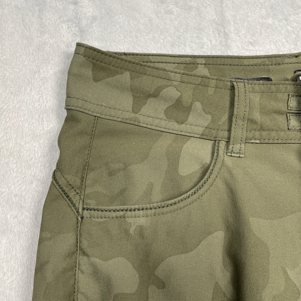 prAna Halle Straight Leg Pants Womens 2 Green Camo Hiking Cargo Stretch Mid Rise - Picture 5 of 16